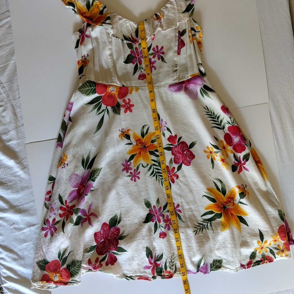 Tropical Floral Sundress Ruffle Off Shoulder Resort Beach Vacation Dress - Picture 8 of 10
